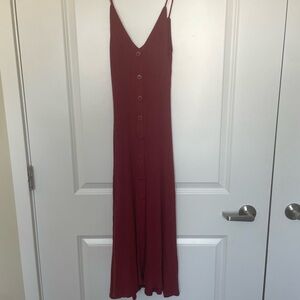 Reformation Burgundy Midi Dress with Buttons